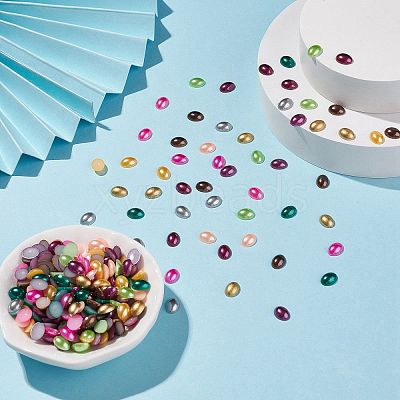 ABS Plastic Imitation Pearl Cabochons X-SACR-R755-8x6mm-ZM-1