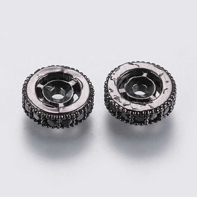 Brass Micro Pave Cubic Zirconia Beads ZIRC-G132-10B-1