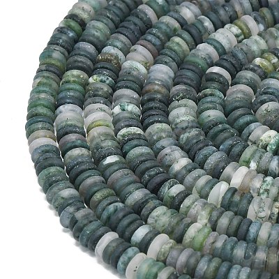 Frosted Natural Moss Agate Beads Strands G-K389-C37-01-1