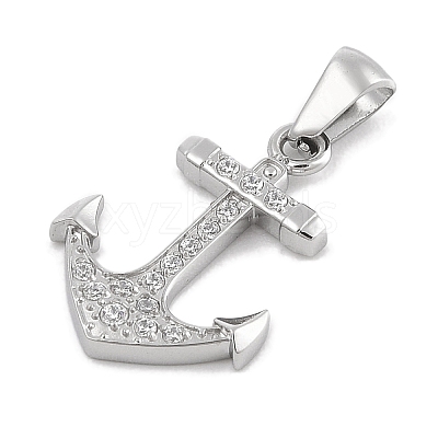 304 Stainless Steel Micro Pave Cubic Zirconia Pendants STAS-D112-03P-07-1