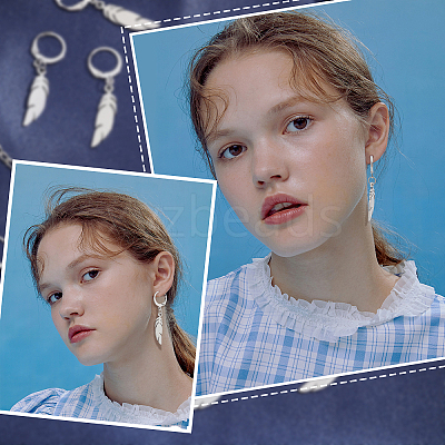 20 Pairs Feather Dangle Leverback Earrings EJEW-UN0001-86-1