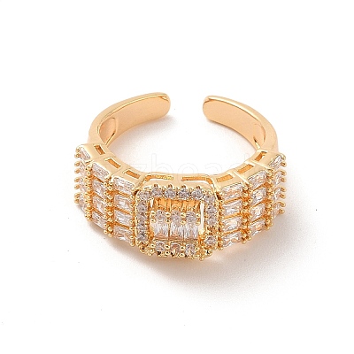 Brass Micro Pave Cubic Zirconia Open Cuff Rings RJEW-R146-16A-G-1