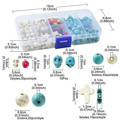 10 Styles Synthetic Turquoise Beads G-FS0005-75-1