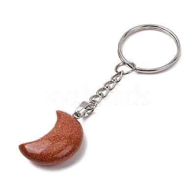 8Pcs 8 Styles Moon Gemstone Keychains KEYC-FH00002-1