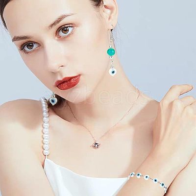 2 Strands Handmade Evil Eye Lampwork Beads Strands LAMP-FH0001-08A-1