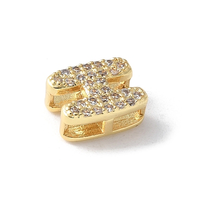 Brass Micro Pave Clear Cubic Zirconia Initial Multi-strand Links KK-S520-01G-08-1