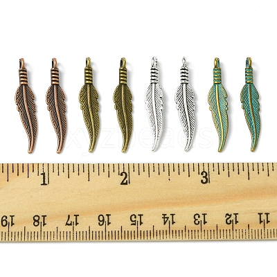 60Pcs 4 Colors Tibetan Style Alloy Pendants TIBEP-FS0001-18-1
