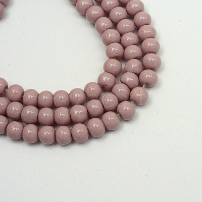 Painted Glass Beads Strands X-DGLA-S071-6mm-B24-1