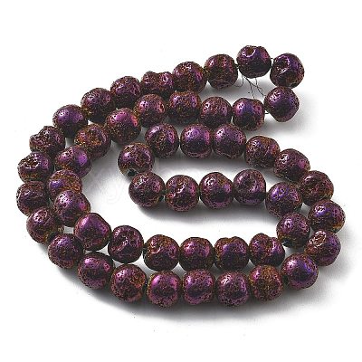 Electroplated Natural Lava Rock Beads Strands G-A251-E01-01B-1