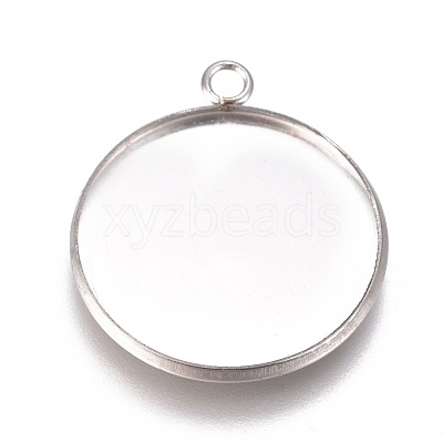 Non-Tarnish 304 Stainless Steel Pendant Cabochon Settings STAS-G127-13-22mm-P-1