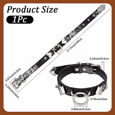 Snakeskin Print PU Leather Choker Necklaces with Alloy Rings for Women NJEW-WH20007-08-1