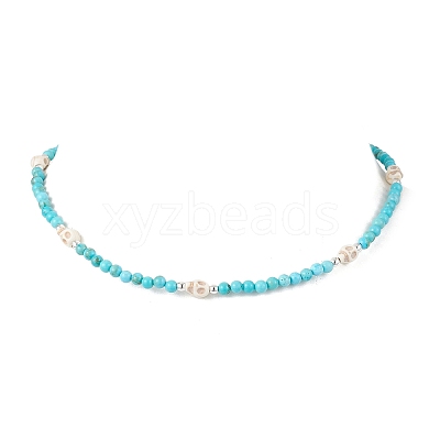 5Pcs Natural & Synthetic Round Gemstone and Skull Synthetic Turquoise Bead Necklaces NJEW-JN05391-1