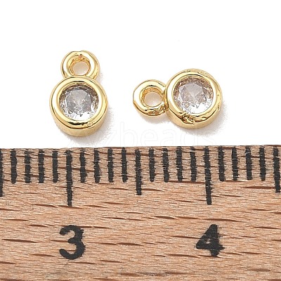 Brass Micro Pave Clear Cubic Zirconia Charms CU-CBA91C0-05G-1