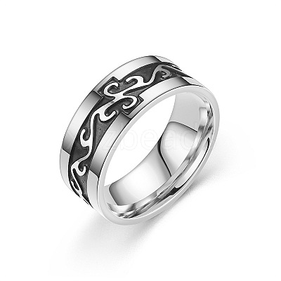 Retro 201 Stainless Steel Enamel Finger Rings for Men FS-WG366A7-05-1