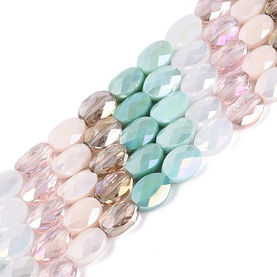 Electroplate Imitation Jade & Opaque & Transparent Glass Beads Strands X-EGLA-Q135-8x11MM-01C-1