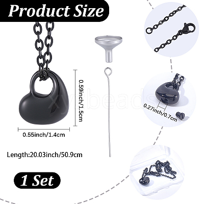1Pc 304 Stainless Steel Heart Pendant Urn Ashes Necklaces NJEW-CN0001-20EB-1