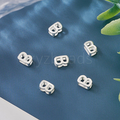 6Pcs 925 Sterling Silver Hollow Initial Beads STER-TA0001-53B-1