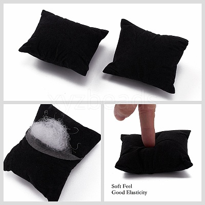 Black Rectangle Velvet Pillow Jewelry Bracelet Watch Display X-BDIS-I001-01-1