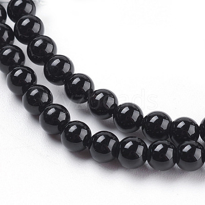 Round Natural Dyed & Heated Black Onyx Beads Strands G-S119-4mm-1