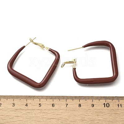 Brass Rhombus Hoop Earrings LS-EJEW-A121-12D-G-1