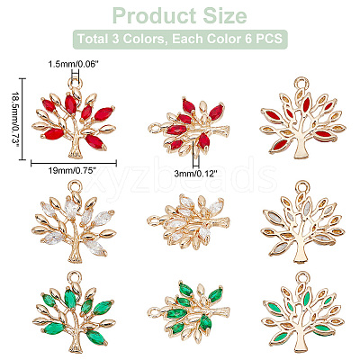 18Pcs 3 Colors Brass Micro Pave Cubic Zirconia Pendants KK-DC0001-25-1