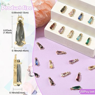 20Pcs 10 Colors Faceted Glass Charms GLAA-FS0002-64-1