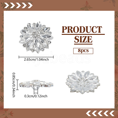 8Pcs 1-Hole Alloy Rhinestone Shank Buttons BUTT-NB0001-96S-1