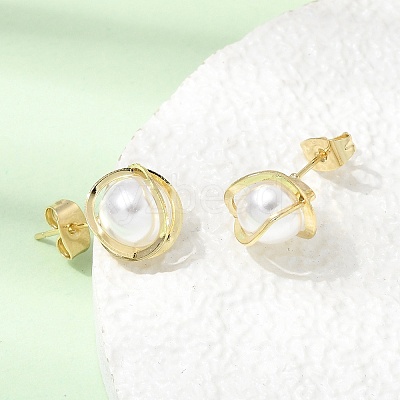 Brass Stud Earrings for Women EJEW-F421-02G-1