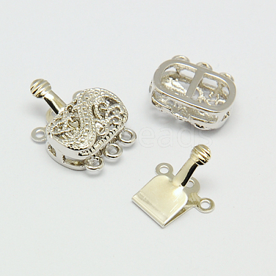 Brass Multi-Strand Box Clasps KK-F0237-P-NF-1