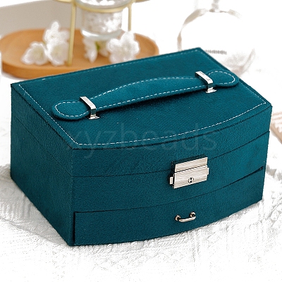 Velvet Jewelry Organizer Storage Drawer Boxes with Handle PW-WG7796F-01-1