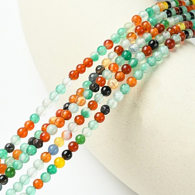 Natural Agate Round Bead Strands G-A130-3mm-K03-1