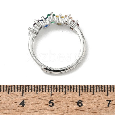 Adjustable Brass Micro Pave Cubic Zirconia Finger Rings RJEW-C163-26A-P-1
