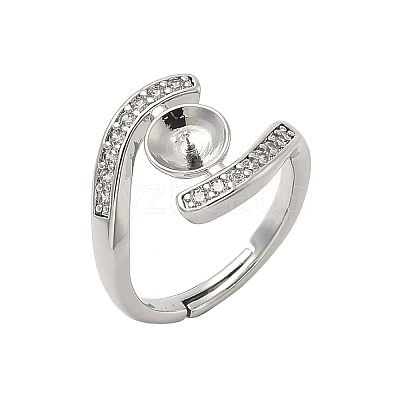Brass Micro Pave Cubic Zirconia Cup Peg Ring Settings KK-B166-04P-1