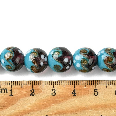 Handmade Gold Sand Lampwork Beads Strands LAMP-A003-03F-1