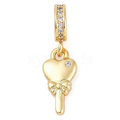 Rack Plating Brass Micro Pave Cubic Zirconia European Dangle Charms KK-P287-27G-1