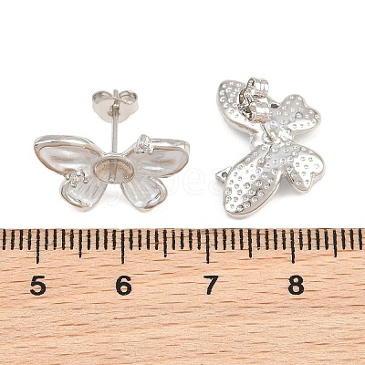 Brass Micro Pave Cubic Zirconia Stud Earring Findings CU-CBAA5EE-03P-A-1