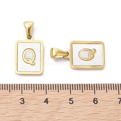 Ion Plating(IP) 304 Stainless Steel Pave Shell Pendants STAS-G327-01G-Q-1