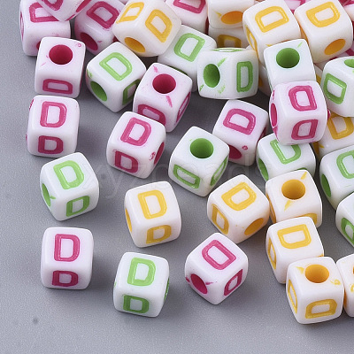 White Opaque Acrylic Beads MACR-R869-01D-1