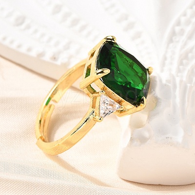 Brass Micro Pave Cubic Zirconia Finger Rings for Women RJEW-F181-11G-1