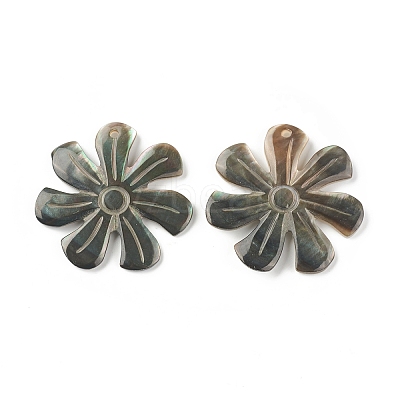 Natural Black Lip Shell Pendants SSHEL-T012-10-1