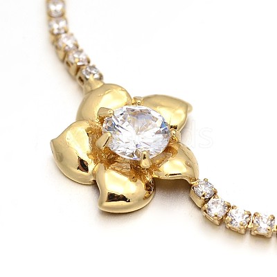 Golden Plated Brass Cubic Zirconia Cup Chain Bracelets BJEW-H0001-04G-1