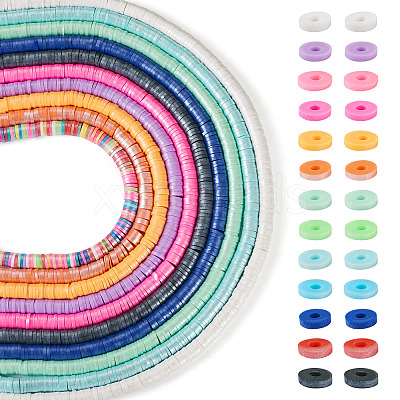 10 Strands 10 Colors Handmade Polymer Clay Beads Strands CLAY-TA0001-20-1
