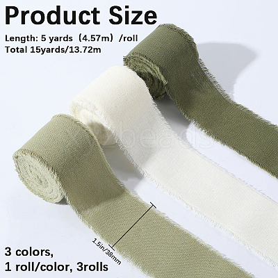 3 Rolls 3 Colors Cotton Ribbon OCOR-GF0005-33B-1