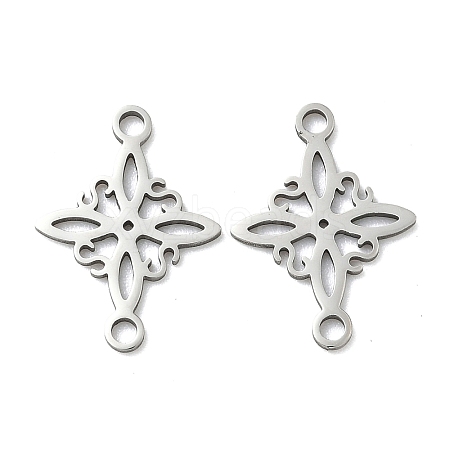 304 Stainless Steel Rhombus Flower Connector Charms X-STAS-G361-04P-1