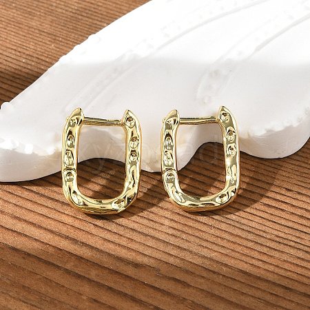Textured Rectangle Brass Hoop Earrings EJEW-B007-02G-1