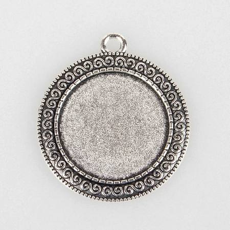 Tibetan Style Alloy Pendant Cabochon Settings X-TIBEP-N003-52AS-1