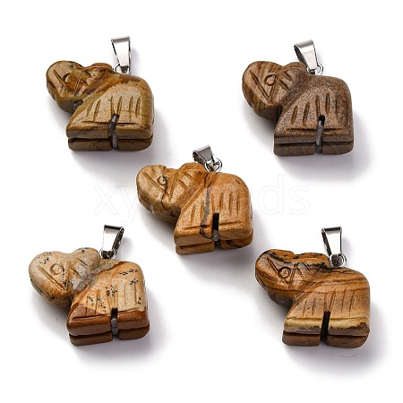 Natural Picture Jasper Pendants G-B127-05P-09-1