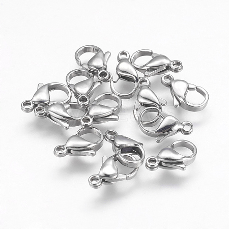 304 Stainless Steel Lobster Claw Clasps STAS-F125-12x7mm-P-1
