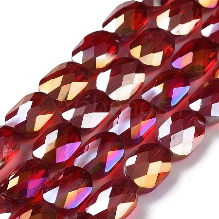 Faceted Electroplated Transparent Glass Beads Strands GLAA-G092-B02-1