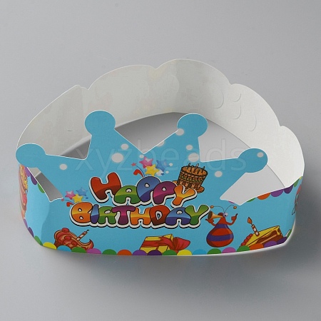 Birthday Crowns Paper Party Hat AJEW-WH0348-129A-1